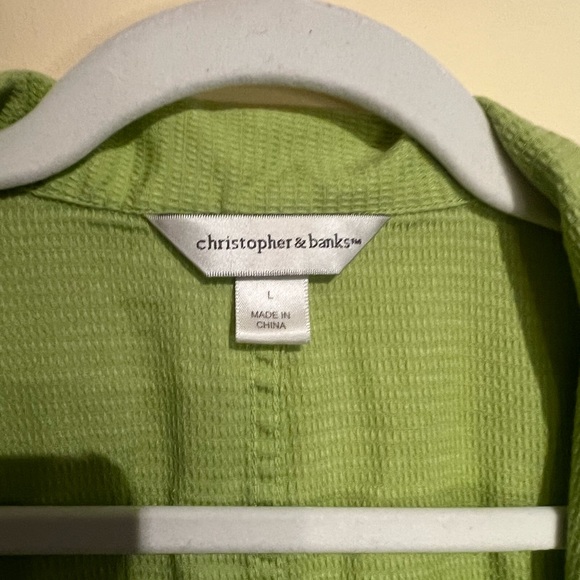 EUC Christopher & Banks button down shirt women’s size large in lime green - Picture 4 of 5